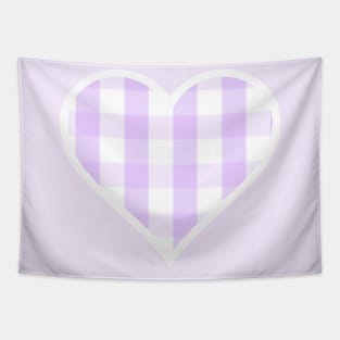 Soft Purple and White Buffalo Plaid Heart Tapestry