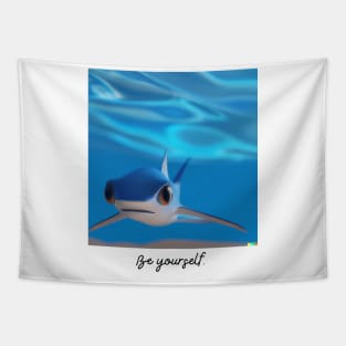 Under the Sea: Digital Art of a Baby Shark in its Natural Habitat Tapestry