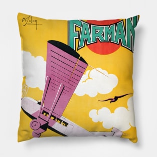 Vintage Travel Poster France Farman Air Lines Pillow