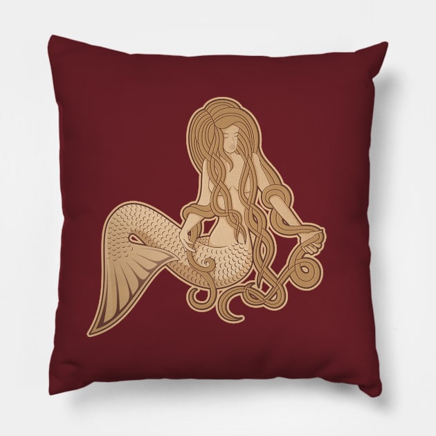 Sitting Mermaid Beige Pillow by sifis