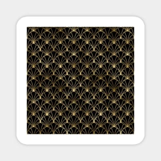 Scallop Shells in Black and Gold Art Deco Vintage Foil Pattern Magnet