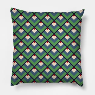 Green Vintage Diamonds Pillow