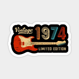 Retro 1974 Birthday Vintage Musician Guitar Player Magnet