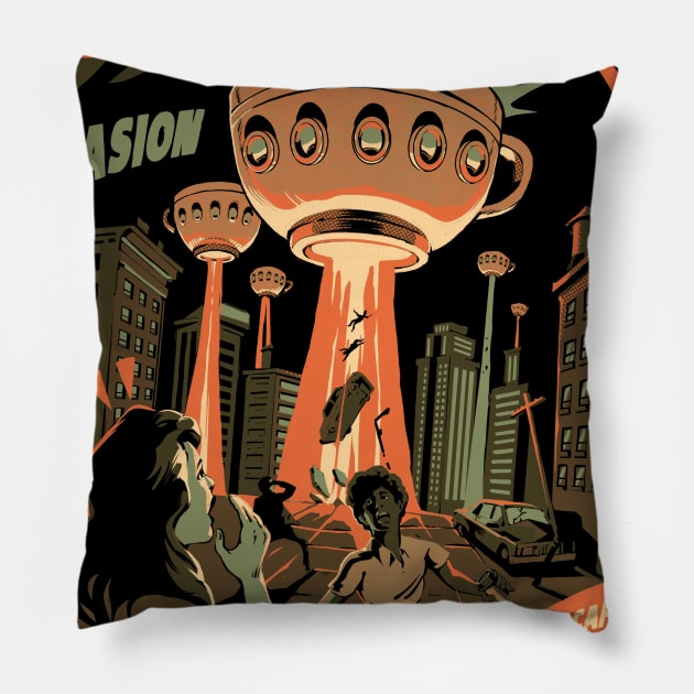 Coffee Invasion Pillow by Ilustrata