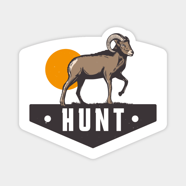 Hunting Ibex Vintage Hunter Magnet by Foxxy Merch