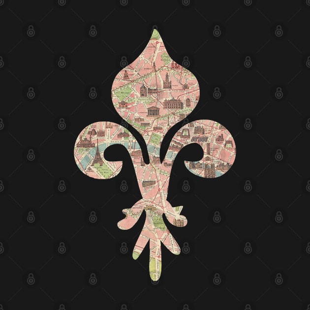 Fleur-de-lis cut from 1911 Paris Monuments Map by tsd-fashion