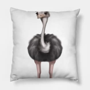 Cute Ostrich Drawing Pillow