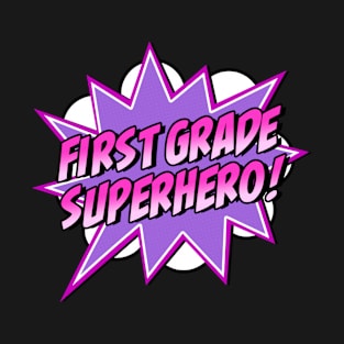 First Grade Superhero Teacher Student 1st Grade Pink Retro T-Shirt