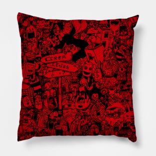 Red doodle Pillow