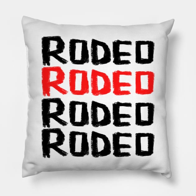 Rodeo Horseriding Pillow by badlydrawnbabe