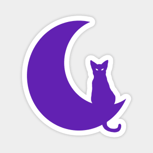 Purple Cat Perched On Moon Magnet