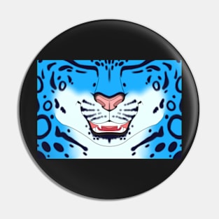 Blue Snow Leopard Face Pin