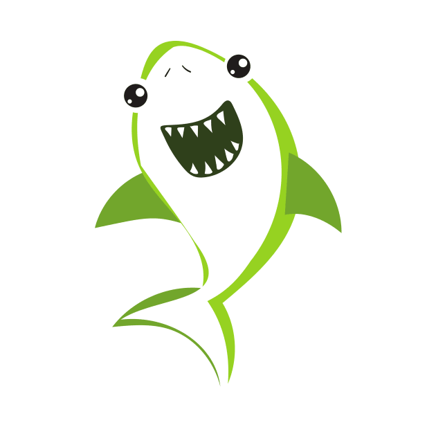 Cute Shark, Little Shark, Green Shark, Sea Animal by Jelena Dunčević