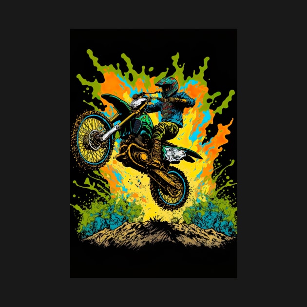 Dirt Bike With Green Paint Splash Design by KoolArtDistrict