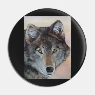 wildlife portrait painting of gray wolf Pin