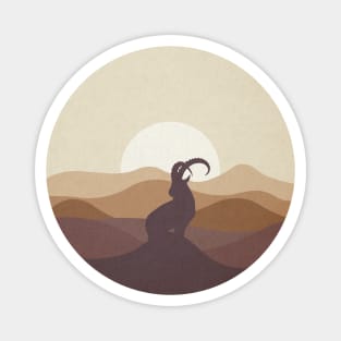 Flat Landscape Ibex Desert Animal Silhouette Magnet