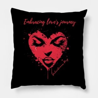 Embracing love's journey. A Valentines Day Celebration Quote With Heart-Shaped Woman Pillow