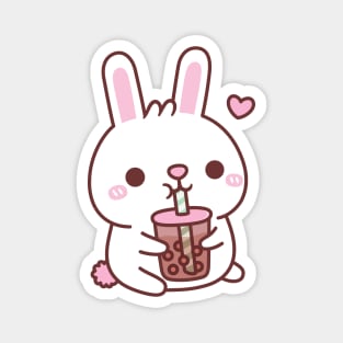 Cute White Bunny Rabbit Loves Bubble Tea Magnet