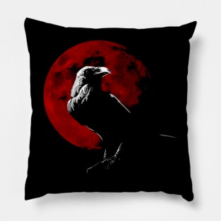 Blood Moon Raven Pillow