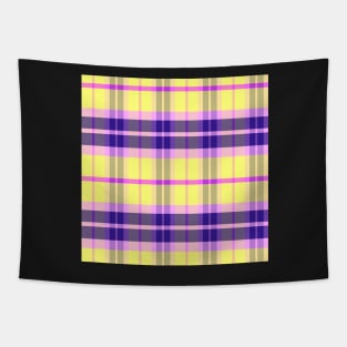 Vaporwave Aesthetic Ossian 1 Hand Drawn Textured Plaid Pattern Tapestry