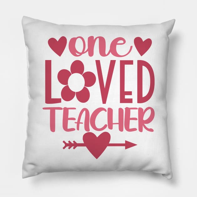 One Loved Teacher, Valentine Teacher Pillow by mcoshop