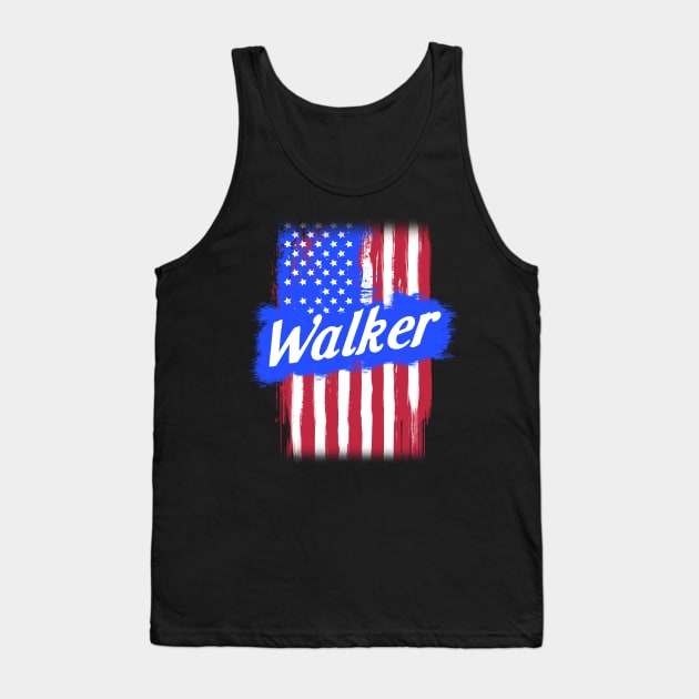 American Flag Walker Family Gift For Men Women, Surname Last Name - Walker  Surname - Tank Top