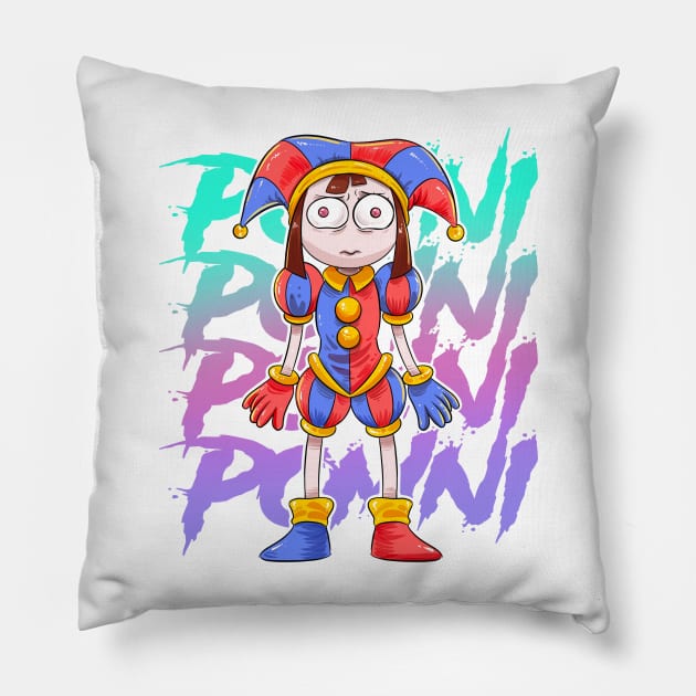 The amazing digital circus powni Pillow by Draw For Fun 