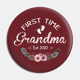 Women Promoted to Grandma Est 2020 First Time Grandma Floral Pin