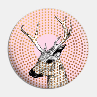 Retro Deer Head Antlers Gold Dots Pin