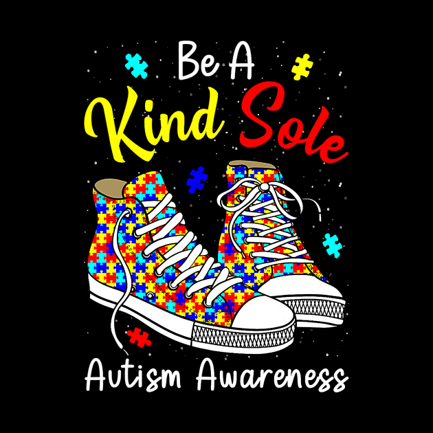 Be A Kind Sole Autism Awareness Rainbow Trendy Puzzle Shoes by JennyArtist