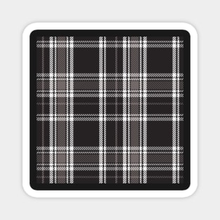 Dark Academia Plaid Tartan in Black, Grey, Gray, and White Magnet