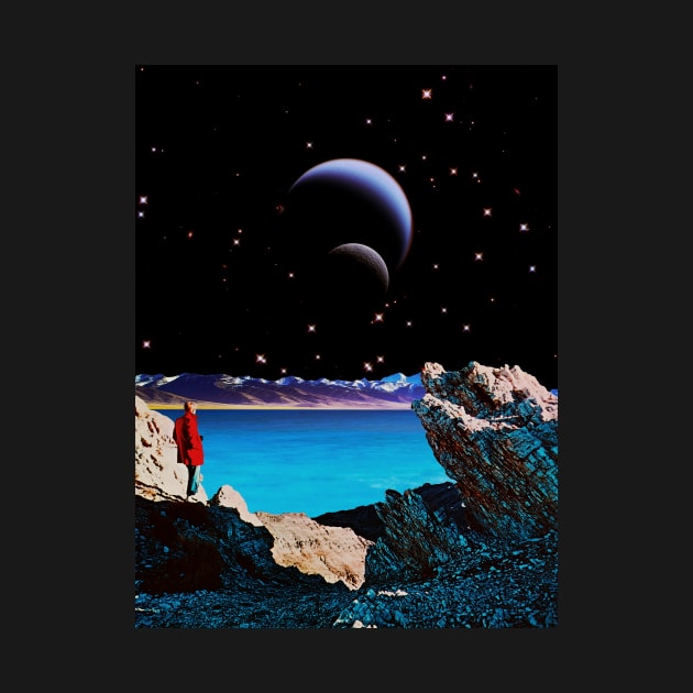 Blue Planet - Space Collage, Retro Futurism, Sci-Fi by jessgaspar