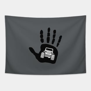 Wave Hand Monster Truck Tapestry