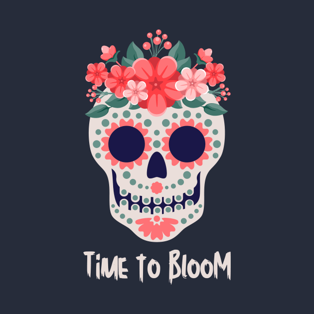 Time to Bloom Floral Skull Halloween by neverland-gifts