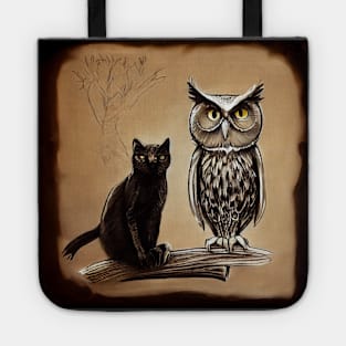 A Black Cat and an Owl, Friends Tote