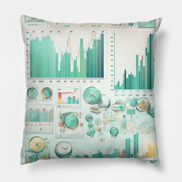 Day trading pattern with dashboard Pillow by MilkyBerry