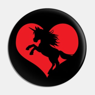 Love Unicorns Heart Unicorn Silhouette Cute Pin