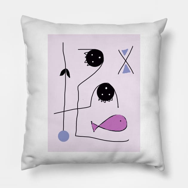 Kids in Drama Stick Figure Pillow by Eigo Wild