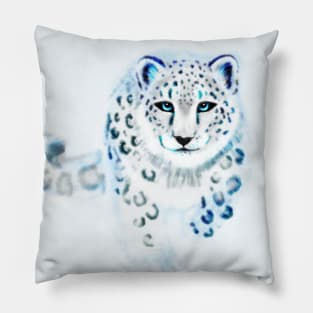 Spirit Snow Leopard in Mystical Twilight Sky Pillow