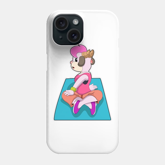 Goat at Yoga on Yoga mat Phone Case by Markus Schnabel