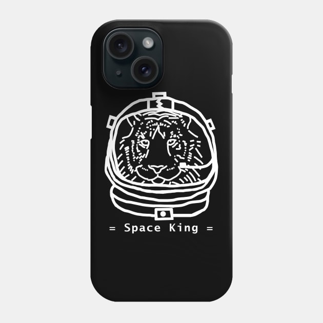 White Line Space Astronaut Tiger Portrait Phone Case by ellenhenryart