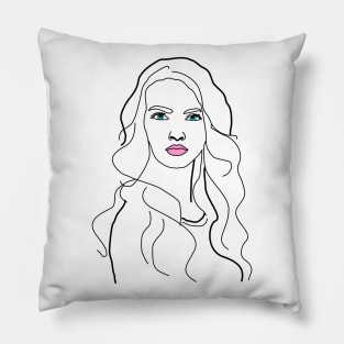 Woman line art fashionable face Pillow