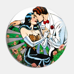 Love Kiss of Elegant and Classic Couple Diary Valentines Day Retro Vintage Comic Book Pin