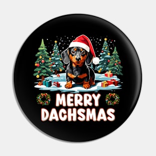 Merry Dachmas - Funny Dog Christmas Pin