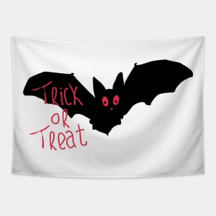 cute bat silhouette with trick or treat typography for halloween Tapestry
