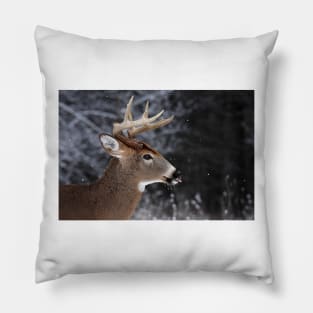 Catching Snowflakes - White-tailed Deer Pillow