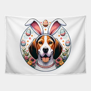 Treeing Walker Coonhound Enjoys Easter with Bunny Ears Tapestry