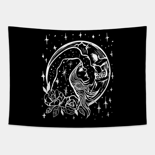 Sun Kissing the Moon Goth Witchy Tapestry by LunaElizabeth