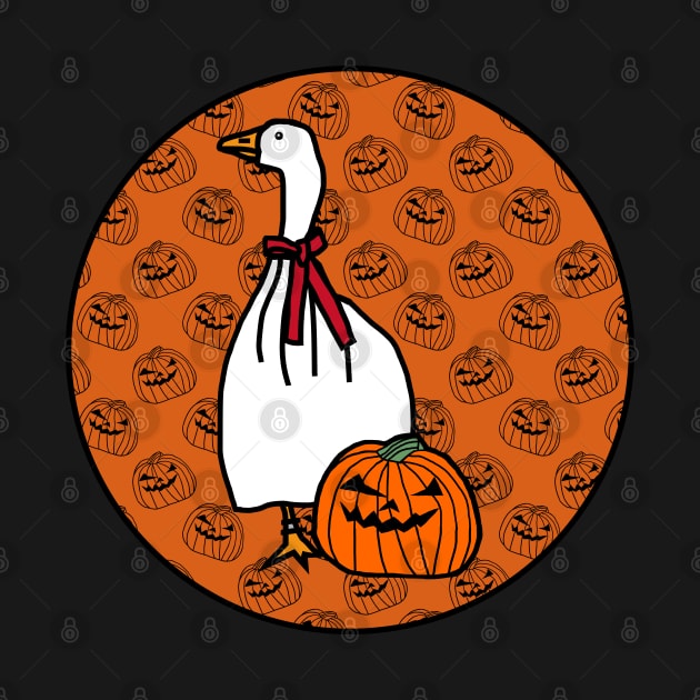Halloween Horror Goose Gamer Orange Round by ellenhenryart