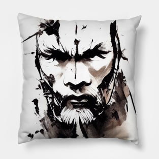 Warrior Man Wild Nature Free Spirit Art Brush Painting Pillow